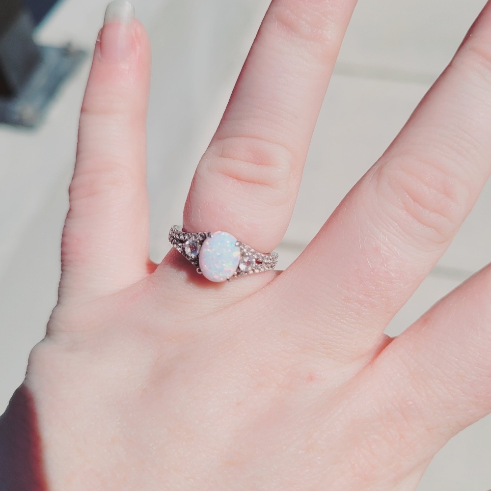 Elegant Silver Opal Ring